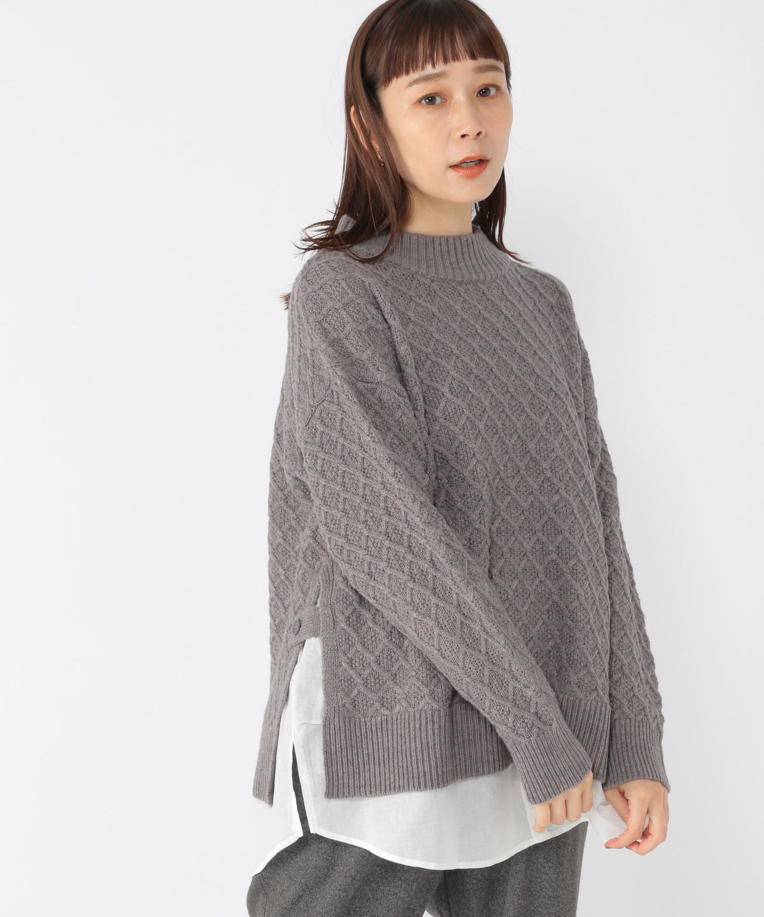 aula aila GAUGE KNIT MUFLER ニット ポンチョ - アウター