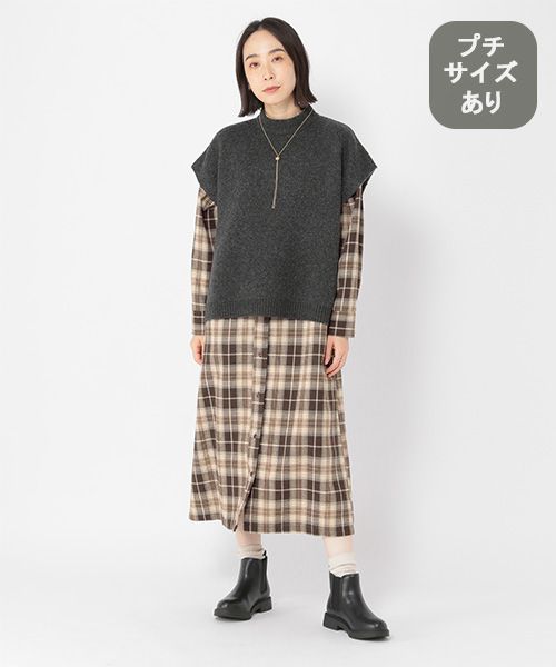 studio CLIP チェックシャツワンピース[プチサイズあり] ホワイト FREE ウィメンズワンピース＆チュニック スタジオクリップ 246185 and ST アンドエスティ（旧ドットエスティ）