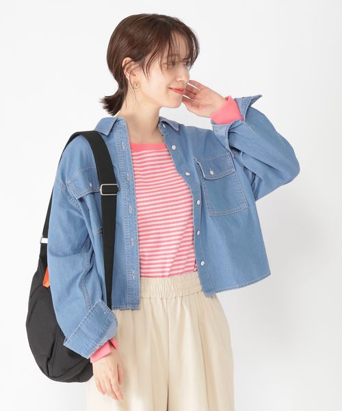 studio CLIP 【ONKUL掲載商品】ショート丈デニムシャツ《CLIP denim》 ライトブルー FREE ウィメンズインナー スタジオクリップ 246282 and ST アンドエスティ(旧ドットエスティ) studio CLIP 【ONKUL掲載商品】ショート丈デニムシャツ《CLIP denim》 ライトブルー FREE ウィメンズインナー スタジオクリップ 246282 and ST アンドエスティ(旧ドットエスティ)
