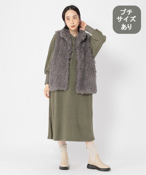 studio CLIP ヘンリーネックワンピース[プチサイズあり] カーキ FREE ウィメンズワンピース＆チュニック スタジオクリップ 250792 and ST アンドエスティ（旧ドットエスティ）