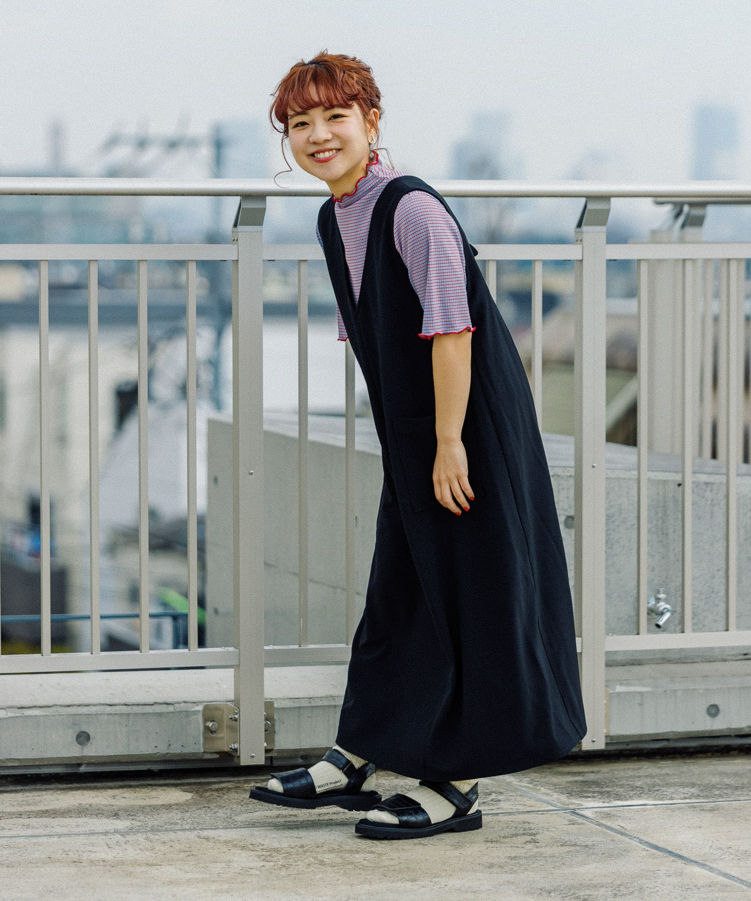 4234円 【my fit CLIP / WEB限定】Vネックジャンパースカート Fジャンパースカート