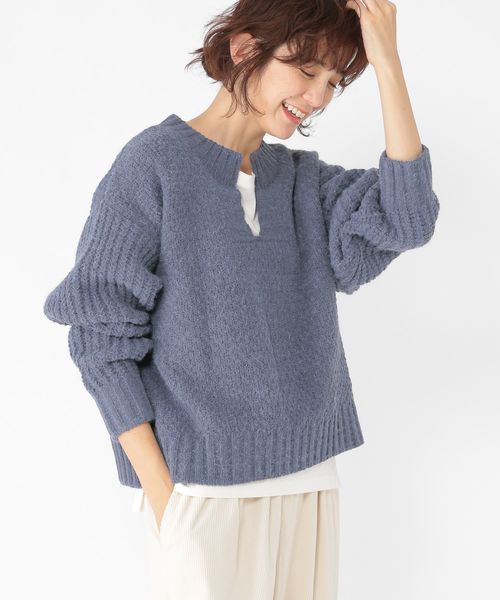 studio CLIP 5ゲージシャギーモールキーネックプルオーバー ライトブルー FREE ウィメンズインナー スタジオクリップ 286477 and ST アンドエスティ（旧ドットエスティ）