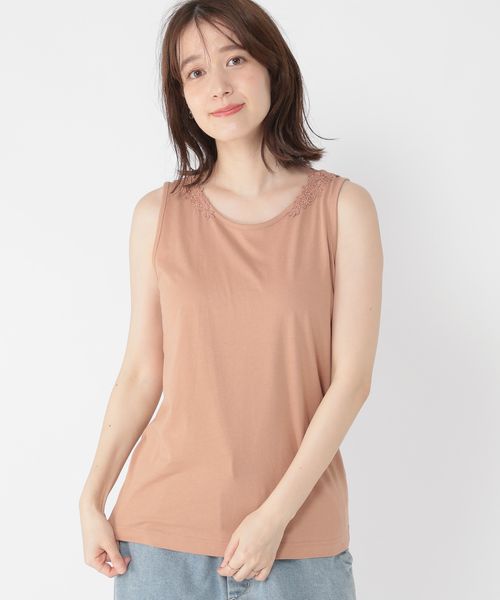 studio CLIP 【新色追加】2WAYレースタンクトップ[プラスサイズあり] ブラウン M ウィメンズインナー スタジオクリップ 289184 and ST アンドエスティ（旧ドットエスティ）