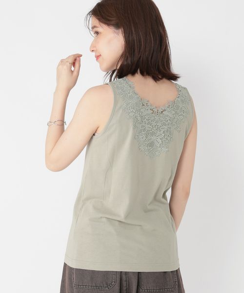 studio CLIP 【新色追加】2WAYレースタンクトップ[プラスサイズあり] カーキ 27インチ ウィメンズインナー スタジオクリップ 289184 and ST アンドエスティ（旧ドットエスティ）