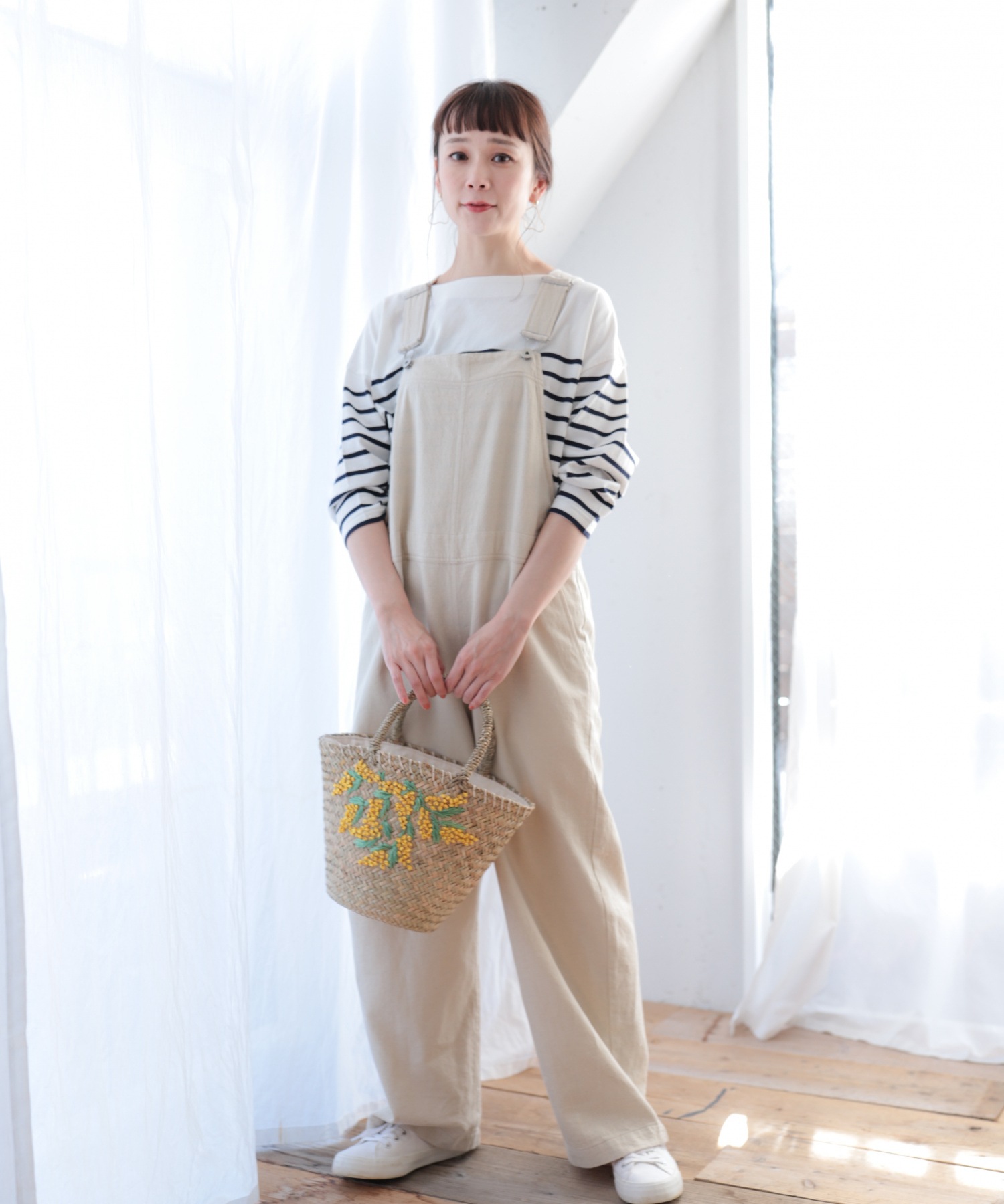 綿麻ツイルナチュラルサロペット M
