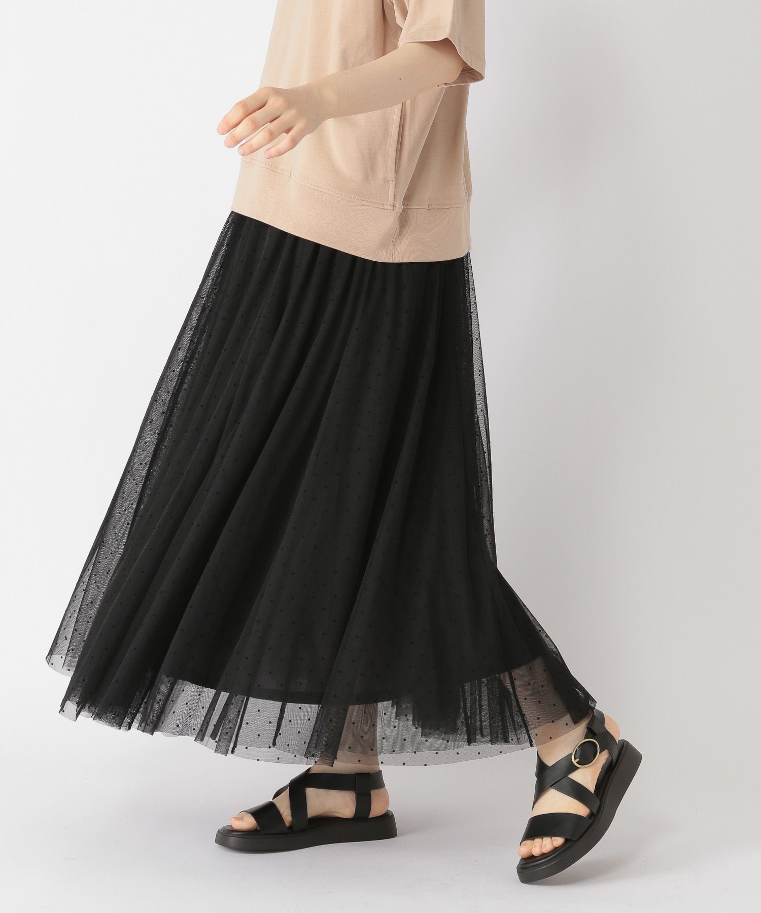 STAUD Poppy skirt ドットチュールスカート - ロングスカート