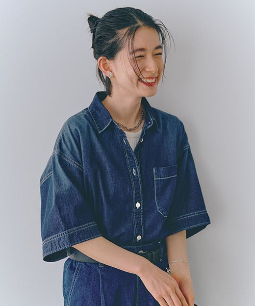 studio CLIP 【選べる着丈】ワイドデニムシャツ《CLIP denim》 ブルー M ウィメンズインナー スタジオクリップ 327642 and ST アンドエスティ(旧ドットエスティ) studio CLIP 【選べる着丈】ワイドデニムシャツ《CLIP denim》 ブルー M ウィメンズインナー スタジオクリップ 327642 and ST アンドエスティ(旧ドットエスティ)