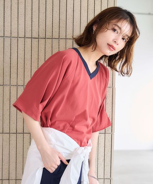studio CLIP 【WEB/一部店舗限定商品】USAコットンダーツスリーブリンガーVネックT レッド FREE ウィメンズインナー スタジオクリップ 327672 and ST アンドエスティ(旧ドットエスティ) studio CLIP 【WEB/一部店舗限定商品】USAコットンダーツスリーブリンガーVネックT レッド FREE ウィメンズインナー スタジオクリップ 327672 and ST アンドエスティ(旧ドットエスティ)