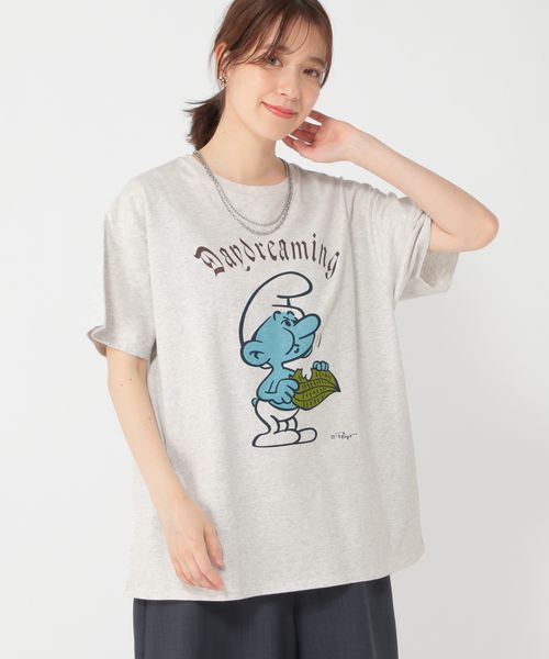 studio CLIP プリントTシャツ[スマーフコラボ] グレー FREE ウィメンズインナー スタジオクリップ 494777 and ST アンドエスティ（旧ドットエスティ）