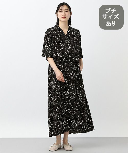 studio CLIP 《natural by clip》レーヨンドットオープンカットワンピース[プチサイズあり] シルバー Ｎａｔｕｒａｌ ｂｙ ＣＬＩＰ スタジオクリップ 496231 and ST アンドエスティ（旧ドットエスティ）