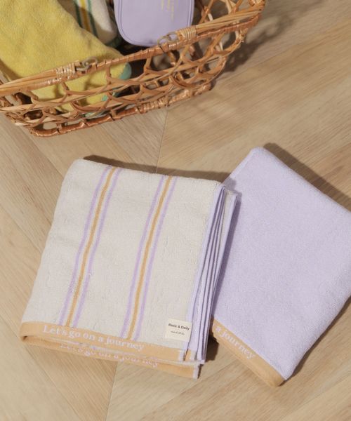 studio CLIP リバーシブルミニバスタオル2Pセット[GO ON THE JOURNEY] バス＆トイレ パープル FREE スタジオクリップ 496822 and ST アンドエスティ（旧ドットエスティ）