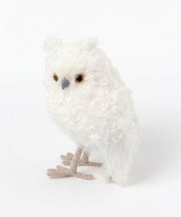 月と白いフクロウのオブジェ 約30cm ふくろう オウル ムーン フクロウ 梟 月 三日月 オブジェ