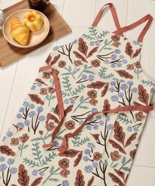 studio CLIP 水彩ボタニカルエプロン キッチンツール ベージュ FREE スタジオクリップ 498273 and ST アンドエスティ（旧ドットエスティ）