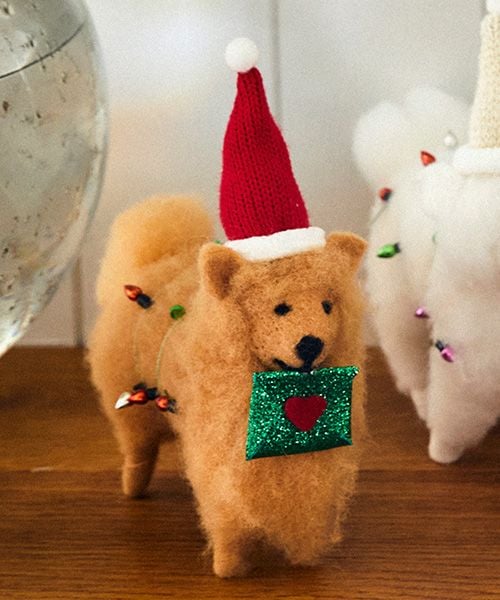studio CLIP フェルトドッグオブジェ [CHRISTMAS 2025] クリスマス ライトベージュ FREE スタジオクリップ 570626 and ST アンドエスティ（旧ドットエスティ）