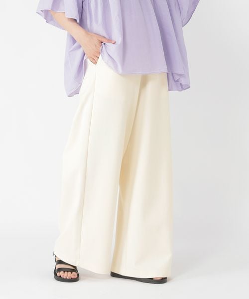 studio CLIP シルケットポンチワイドパンツ[プチ・トールサイズあり] ライトグレー FREE ウィメンズボトムス スタジオクリップ 570759 and ST アンドエスティ（旧ドットエスティ）