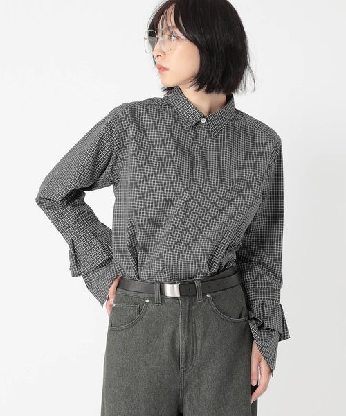 studio CLIP 【daily CLIP】ミニチェック袖フリルシャツ グレー FREE DCウェア服飾 スタジオクリップ 577126 and ST アンドエスティ(旧ドットエスティ) studio CLIP 【daily CLIP】ミニチェック袖フリルシャツ グレー FREE DCウェア服飾 スタジオクリップ 577126 and ST アンドエスティ(旧ドットエスティ)
