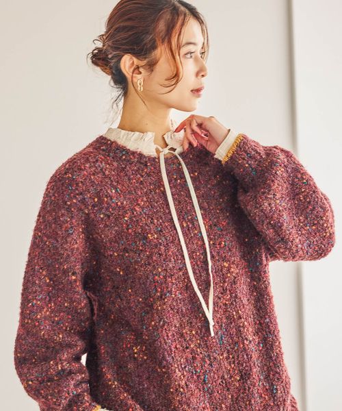 studio CLIP 3ゲージツブツブヤーンチュニックニット ボルドー FREE ウィメンズインナー スタジオクリップ 580049 and ST アンドエスティ（旧ドットエスティ）