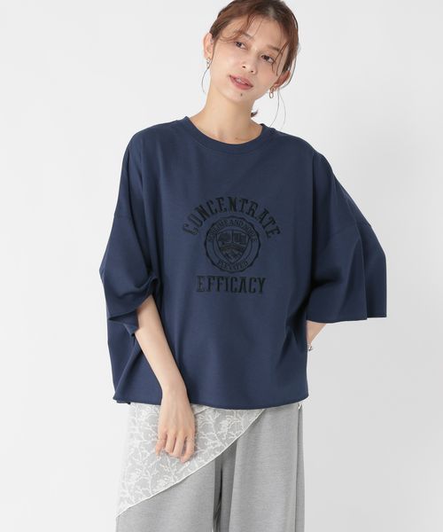 studio CLIP ミニ裏毛ロゴ刺繍ハーフスリーブプルオーバー ネイビー FREE ウィメンズインナー スタジオクリップ 580192 and ST アンドエスティ(旧ドットエスティ) studio CLIP ミニ裏毛ロゴ刺繍ハーフスリーブプルオーバー ネイビー FREE ウィメンズインナー スタジオクリップ 580192 and ST アンドエスティ(旧ドットエスティ)