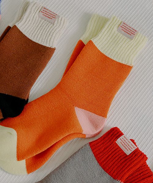 studio CLIP あったかミドルソックス リビングファブリック オレンジ FREE スタジオクリップ 587959 and ST アンドエスティ（旧ドットエスティ）