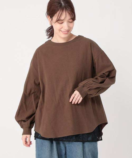 studio CLIP 【WEB・一部地域限定】リブ付きTブラウス ライトベージュ FREE ウィメンズインナー スタジオクリップ 588429 and ST アンドエスティ（旧ドットエスティ）