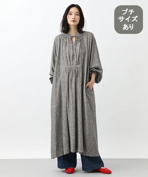 studio CLIP 《natural by clip》シャンブレーパフワンピース[プチサイズあり] シルバー Ｎａｔｕｒａｌ ｂｙ ＣＬＩＰ スタジオクリップ 590175 and ST アンドエスティ（旧ドットエスティ）