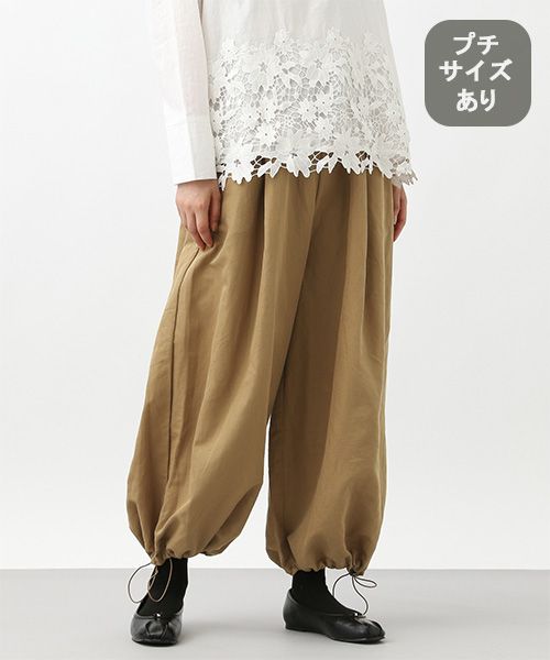 studio CLIP 《natural by clip》綿麻撥水ギャザーパンツ[プチサイズあり] ブラウン FREE Ｎａｔｕｒａｌ ｂｙ ＣＬＩＰ スタジオクリップ 590199 and ST アンドエスティ（旧ドットエスティ）