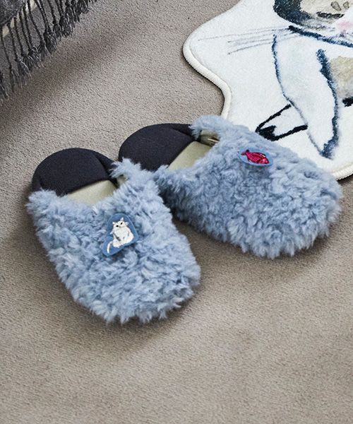 studio CLIP チャーム付きルームシューズ[うちの猫博] リビングファブリック オフホワイト FREE スタジオクリップ 591821 and ST アンドエスティ（旧ドットエスティ）