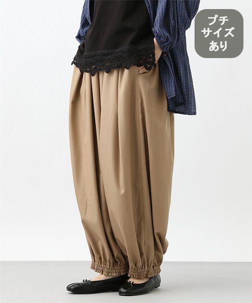 studio CLIP 《natural by clip》TRギャザータックパンツ[プチサイズあり] ブラウン Ｎａｔｕｒａｌ ｂｙ ＣＬＩＰ スタジオクリップ 592291 and ST アンドエスティ（旧ドットエスティ）