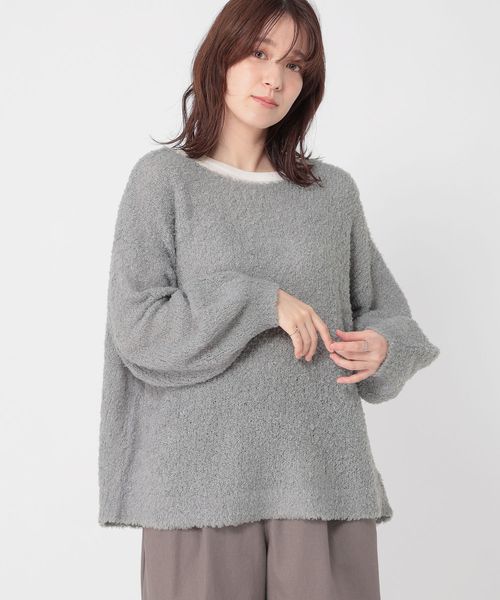 studio CLIP 3ゲージシャギーブークレチュニックニット グレー FREE ウィメンズインナー スタジオクリップ 592322 and ST アンドエスティ（旧ドットエスティ）