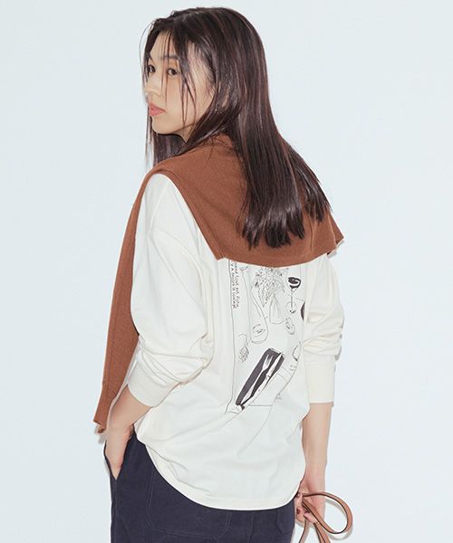 studio CLIP ハンドグラフィックロングスリーブTシャツ ライトグレー FREE ウィメンズインナー スタジオクリップ 592356 and ST アンドエスティ（旧ドットエスティ）