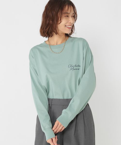 studio CLIP ハンドグラフィックロングスリーブTシャツ グリーン FREE ウィメンズインナー スタジオクリップ 592356 and ST アンドエスティ(旧ドットエスティ) studio CLIP ハンドグラフィックロングスリーブTシャツ グリーン FREE ウィメンズインナー スタジオクリップ 592356 and ST アンドエスティ(旧ドットエスティ)