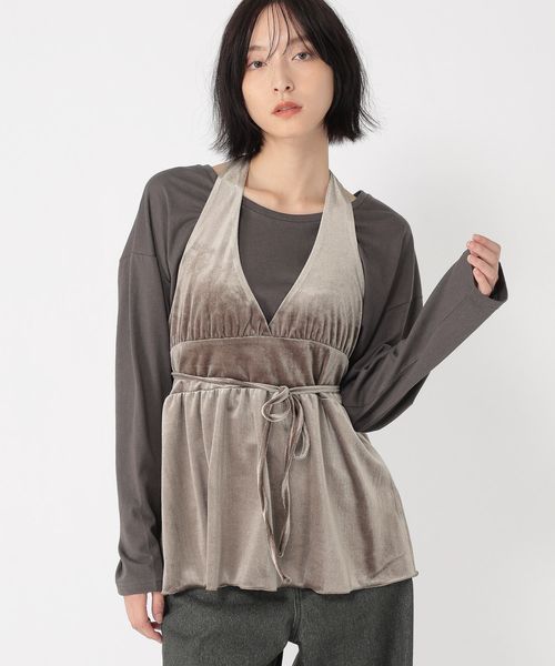 studio CLIP 【daily CLIP】ベロアホルターネックビスチェ ライトベージュ FREE ＤＣウェア服飾 スタジオクリップ 595652 and ST アンドエスティ（旧ドットエスティ）