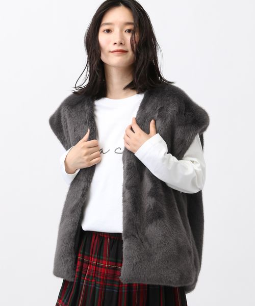 studio CLIP 《natural by clip》エコファーベスト チャコールグレー FREE Ｎａｔｕｒａｌ ｂｙ ＣＬＩＰ スタジオクリップ 597833 and ST アンドエスティ（旧ドットエスティ）