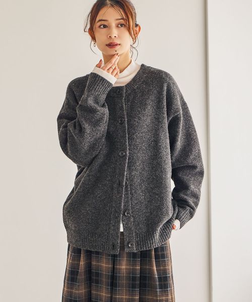 studio CLIP 7ゲージダブルフロントウールミックスニットカーディガン チャコールグレー FREE ウィメンズインナー スタジオクリップ 601080 and ST アンドエスティ（旧ドットエスティ）