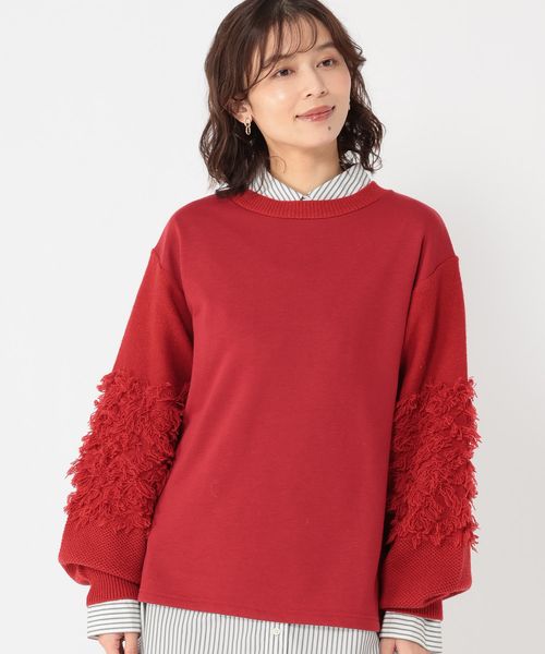 studio CLIP ニット袖ドッキングプルオーバー レッド FREE ウィメンズインナー スタジオクリップ 602199 and ST アンドエスティ(旧ドットエスティ) studio CLIP ニット袖ドッキングプルオーバー レッド FREE ウィメンズインナー スタジオクリップ 602199 and ST アンドエスティ(旧ドットエスティ)