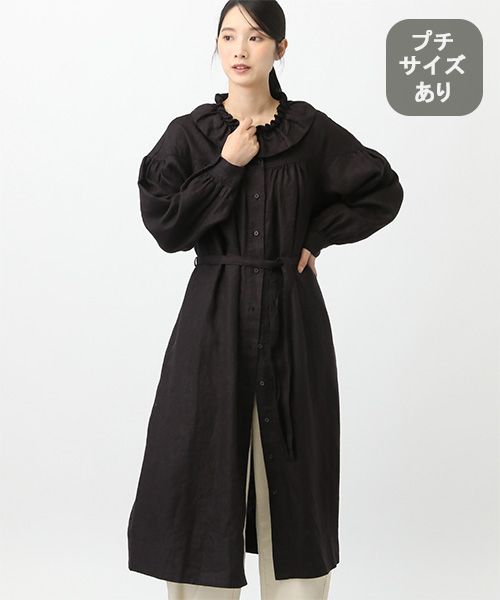 studio CLIP 《natural by clip》リネンツイルフリルワンピース[プチサイズあり] シルバー Ｎａｔｕｒａｌ ｂｙ ＣＬＩＰ スタジオクリップ 604056 and ST アンドエスティ（旧ドットエスティ）