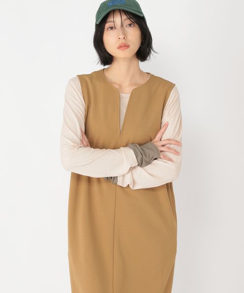 studio CLIP 【daily CLIP】袖レイヤードリブカットソー ベージュ FREE ＤＣウェア服飾 スタジオクリップ 604402 and ST アンドエスティ（旧ドットエスティ）