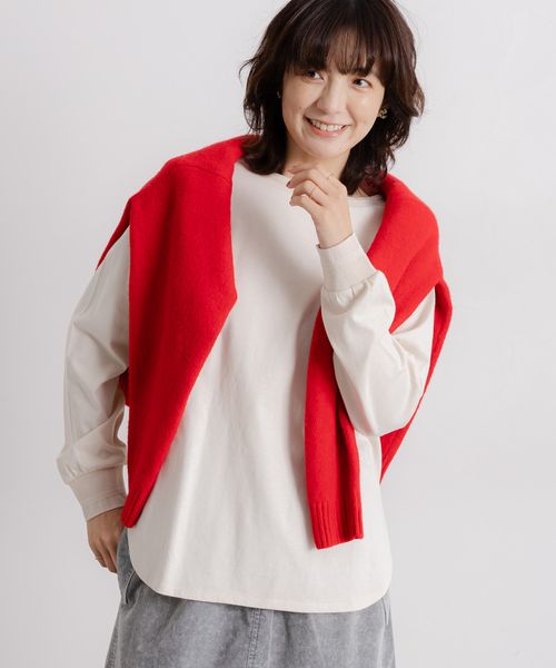 studio CLIP 【WEB・一部地域先行】アソートラウンドヘムロングスリーブTシャツ ベージュ FREE ウィメンズインナー スタジオクリップ 607197 and ST アンドエスティ（旧ドットエスティ）