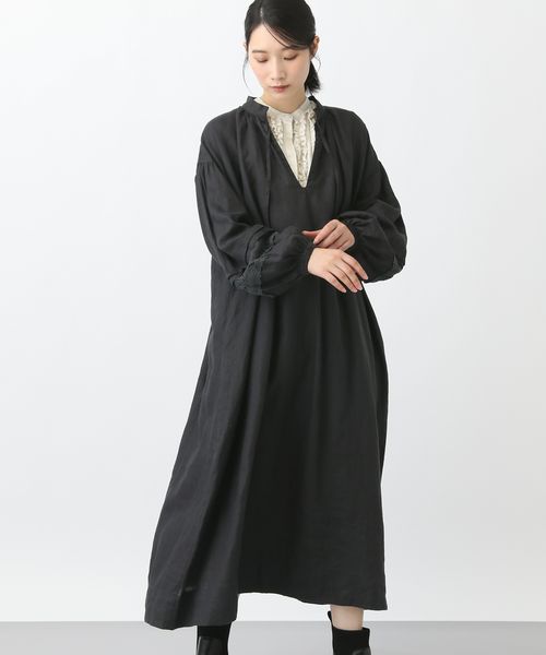 studio CLIP 《natural by clip》14リネンレースワンピース シルバー FREE Ｎａｔｕｒａｌ ｂｙ ＣＬＩＰ スタジオクリップ 607270 and ST アンドエスティ（旧ドットエスティ）