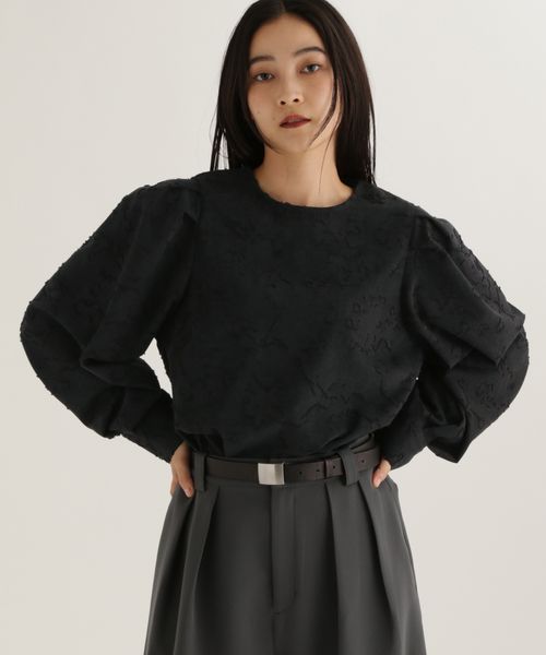 studio CLIP 【daily CLIP】ジャガード肩ボリュームブラウス シルバー FREE ＤＣウェア服飾 スタジオクリップ 612542 and ST アンドエスティ（旧ドットエスティ）