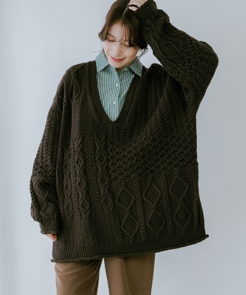 studio CLIP 【WEB限定】3ゲージケーブルニットルーズプルオーバー ライトベージュ FREE ウィメンズインナー スタジオクリップ 622056 and ST アンドエスティ（旧ドットエスティ）