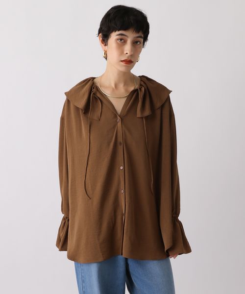 studio CLIP 《ウタオ》フリルカラーブラウス ライトベージュ FREE スペシャルライン スタジオクリップ 625186 and ST アンドエスティ（旧ドットエスティ）