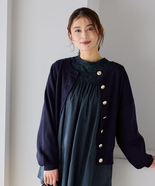 studio CLIP �yWEB����z�S�[���h�{�^���J�[�f�B�K���s�I�P�[�W����2026SS�t �l�C�r�[ FREE �E�B�����Y�C���i�[ �X�^�W�I�N���b�v 639772 and ST �A���h�G�X�e�B�i���h�b�g�G�X�e�B�j