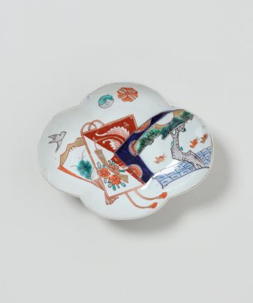 骨董品 皿 絵柄 紅葉 骨董 色絵 松鶴と花図 木瓜型皿 | [公式]TODAY'S SPECIAL