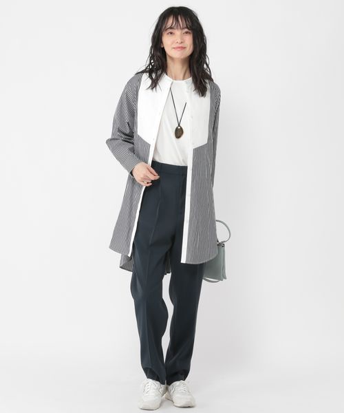 うさとの服 usaato オリーブ ストライプシャツ トップス