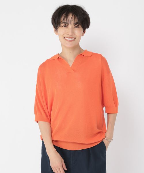 Utao: 《ウタオ》麻混半袖ポロニット オレンジ FREE スペシャルライン ウタオ 130162 and ST アンドエスティ(旧ドットエスティ) Utao: 《ウタオ》麻混半袖ポロニット オレンジ FREE スペシャルライン ウタオ 130162 and ST アンドエスティ(旧ドットエスティ)