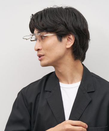 スクエア型メガネ/跳ね上げ式/伊達メガネ/ビジネス/スーツ/ユニ