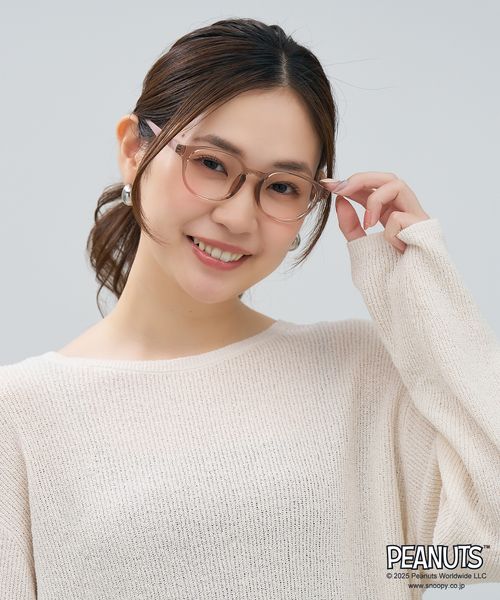 Zoff 【PEANUTSコラボ】ウェリントン型メガネ/スヌーピー/Zoff/ZC251017 ピンク FREE ウィメンズグッズ ゾフ 631544 and ST アンドエスティ（旧ドットエスティ）